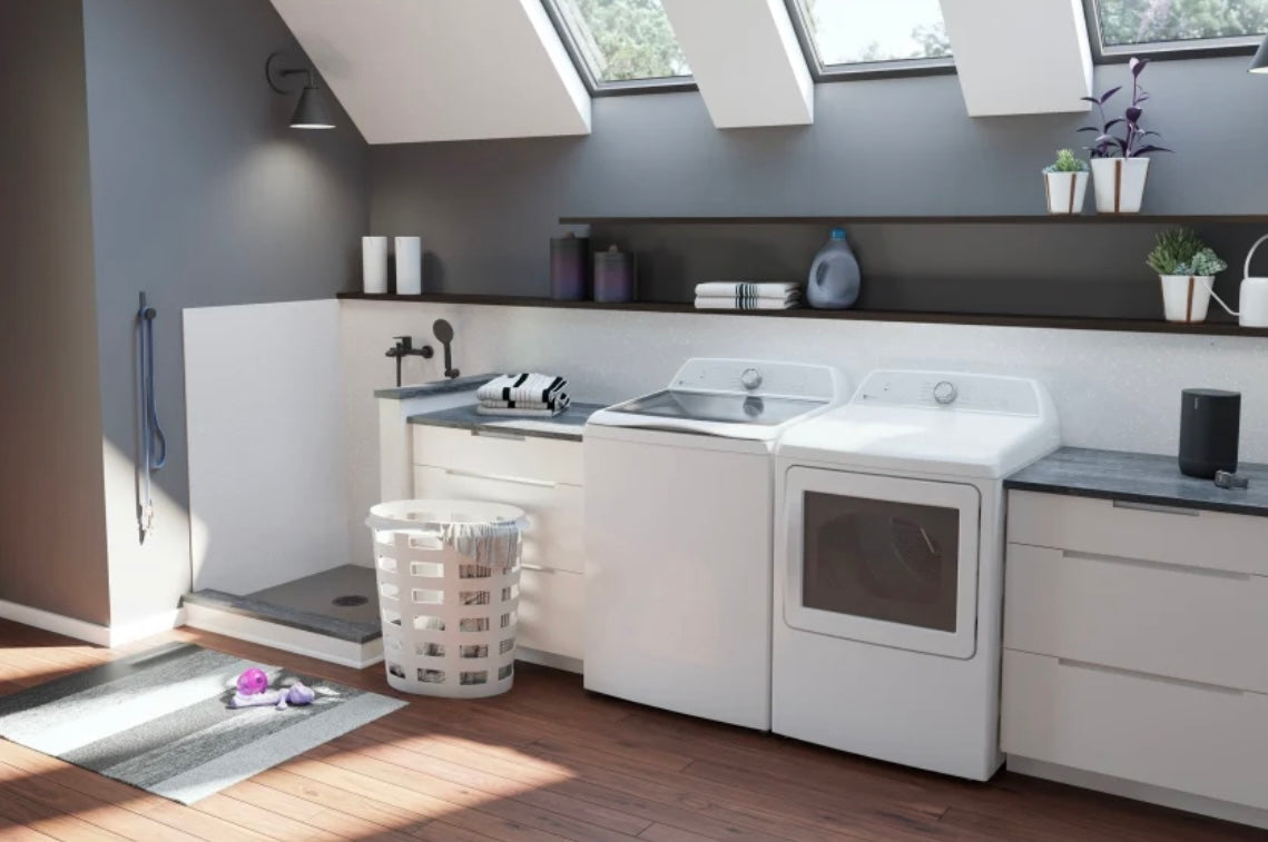 GE Profile™ Smart Top Load Washer & 7.4 Cu. Ft. electric Dryer Laundry Set with SmartHQ™ PTW605BSR1WS / PTD60GBSRWS