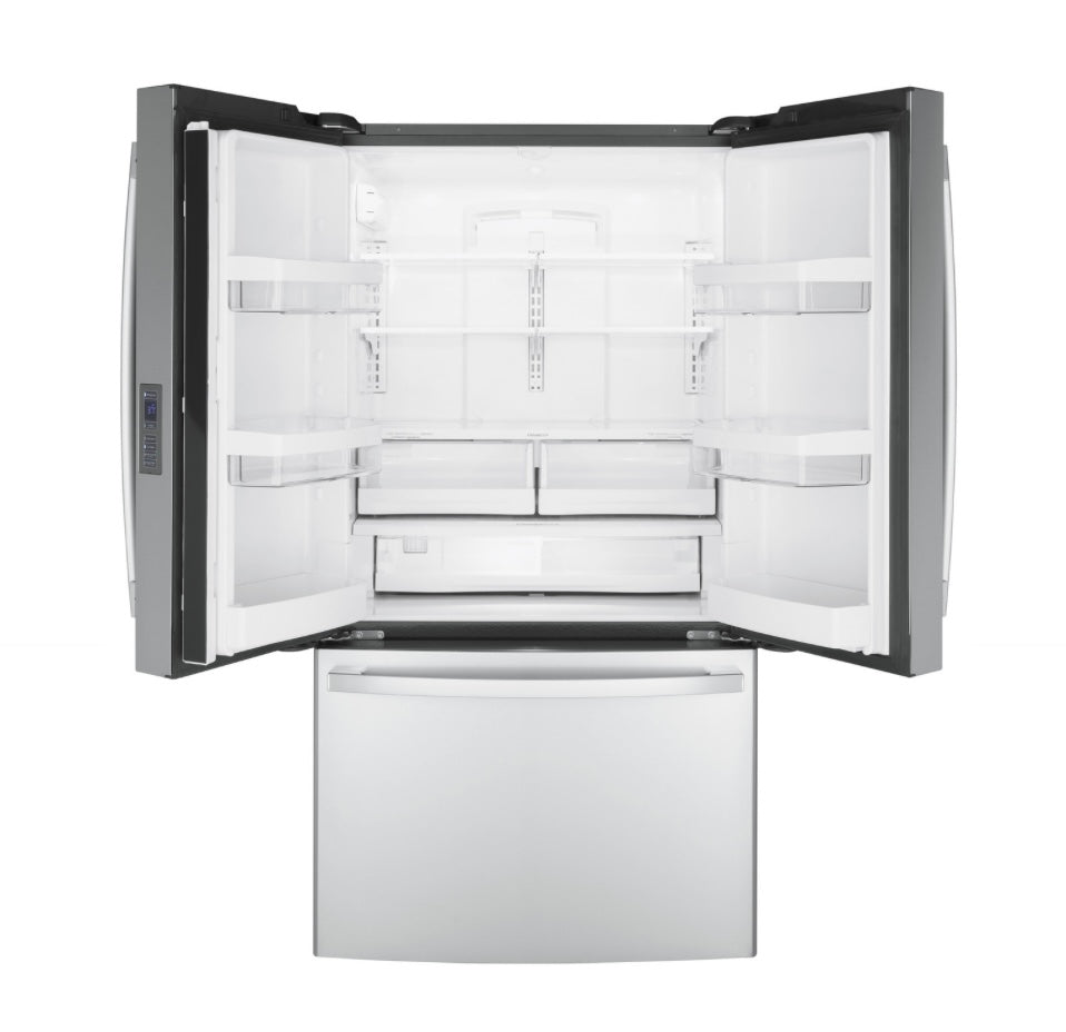 GE® 23.1 Cu. Ft. Counter-Depth French Door Refrigerator with Internal Water Dispenser GWE23GYNFS – Fingerprint Resistant Stainless Steel