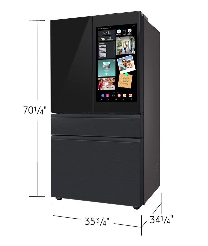 Samsung Bespoke 29 Cu. Ft. 4-Door French Door Refrigerator with AI Family Hub™+ RF90F29AECRAA – Black Stainless Steel