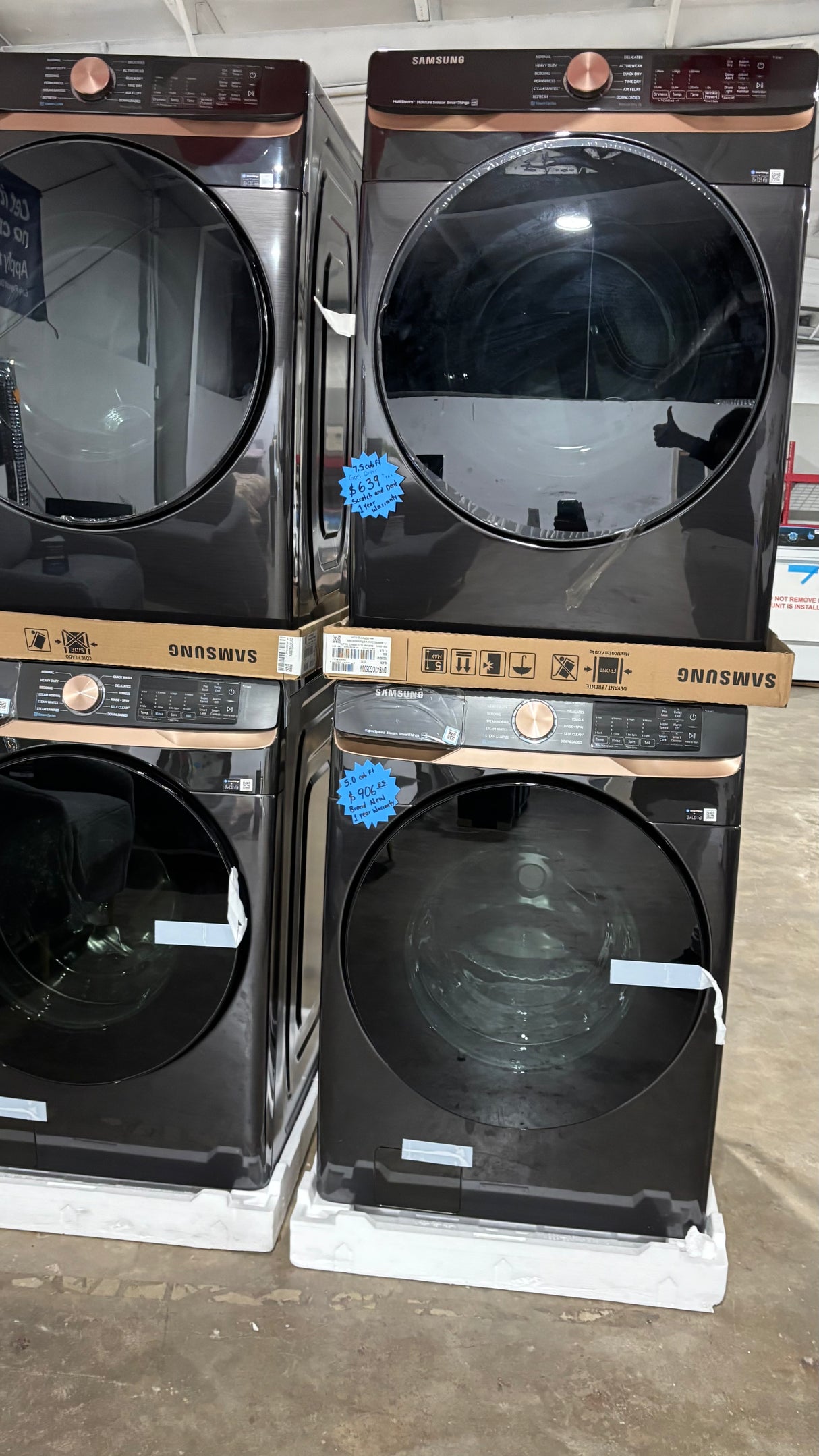 Samsung Side-by-Side Front Load Washer and Electric Dryer Set in Black