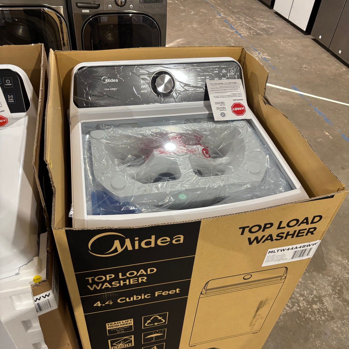 Midea Side-by-Side Top Load Washer and Electric Dryer Set in White