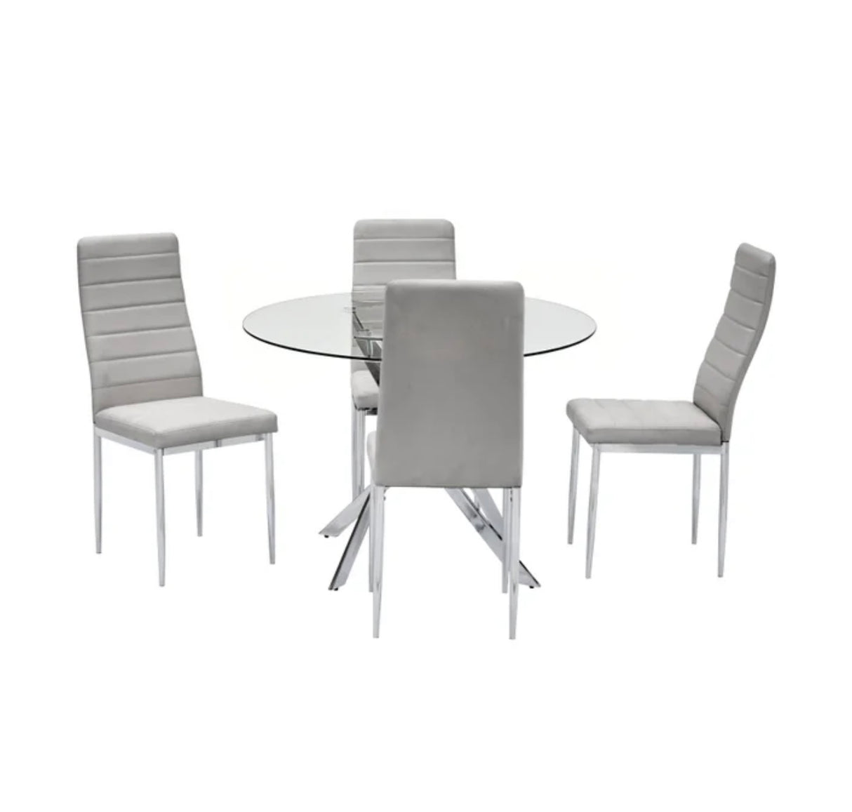 D107 - Gray - Glass Table + 4 Chairs
