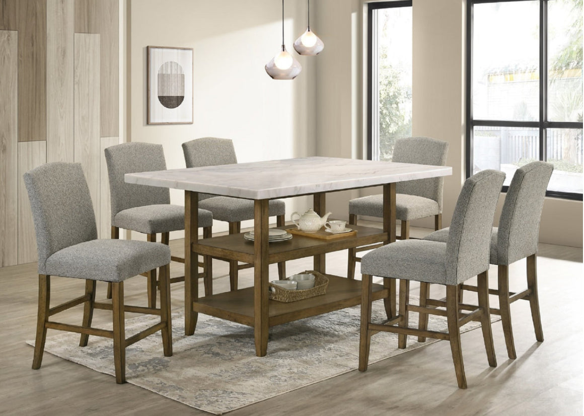 Lola20 - (GENUINE MARBLE) Table & 6-Chairs