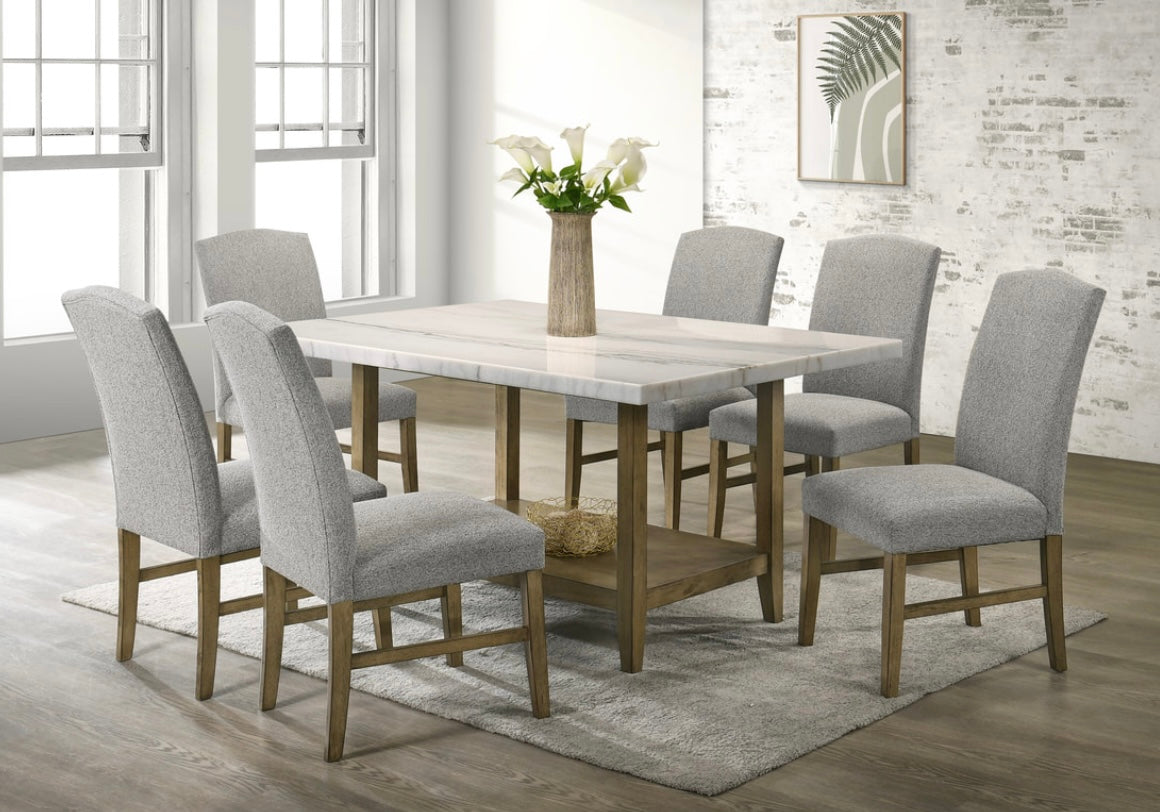 Lola10 - (GENUINE MARBLE) Table & 6-Chairs