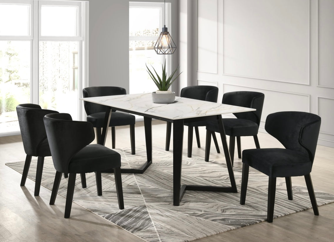 Hamilton Black Dining Table + 6 Chair Set