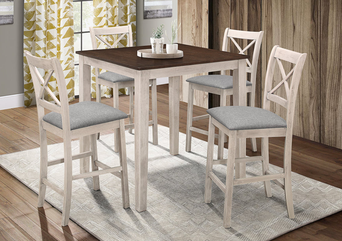 Tahoe - Antique White - Pub Table + 4 Chairs