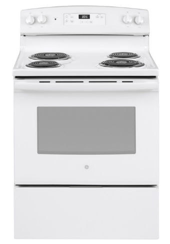 GE® 30” Free-Standing Electric Range with ENERGY STAR® Efficiency & Large Capacity Oven JBS360DMWW – White Electric Stove