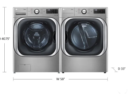 LG 5.2 Cu. Ft. Mega Capacity Smart Front Load Washer & 9.0 Cu. Ft. Electric Dryer with Built-In Intelligence – Graphite Steel WM8980HVA/DLEX8980V