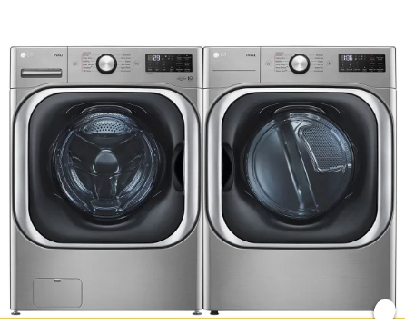LG 5.2 Cu. Ft. Mega Capacity Smart Front Load Washer & 9.0 Cu. Ft. Electric Dryer with Built-In Intelligence – Graphite Steel WM8980HVA/DLEX8980V