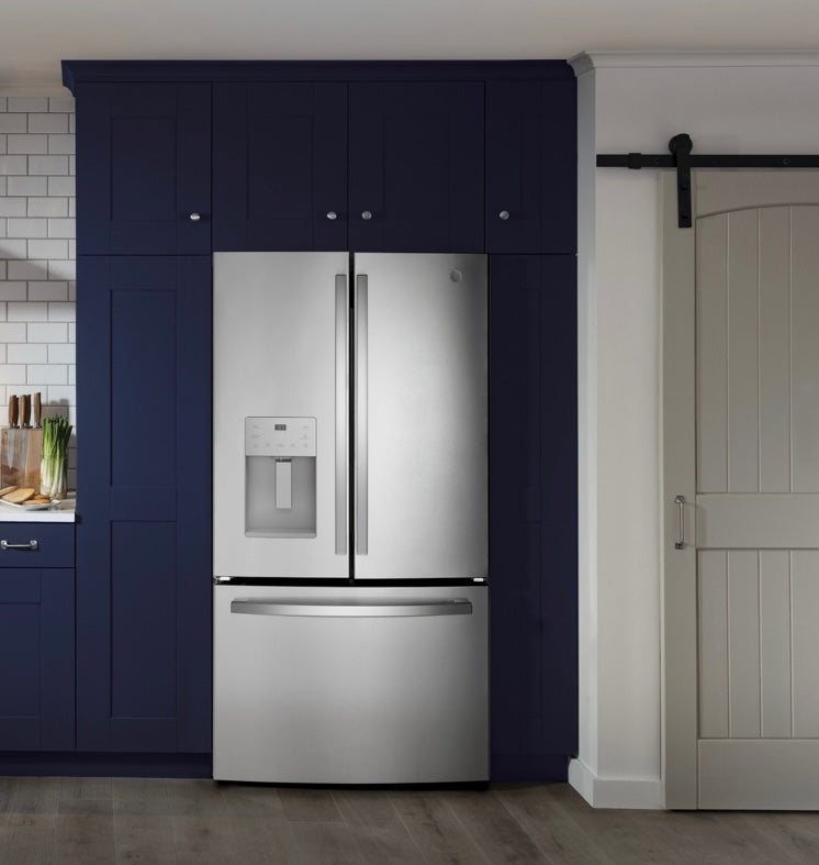 GE® 25.6 Cu. Ft. French Door Refrigerator with Ice & Water Dispenser GFE26JYMFS – Fingerprint Resistant Stainless Steel