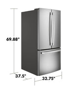 GE® 24.8 Cu. Ft. French Door Refrigerator with Internal Water Dispenser GNE25JYKFS – Fingerprint Resistant Stainless Steel