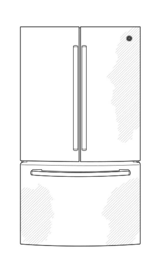 GE® 24.8 Cu. Ft. French Door Refrigerator with Internal Water Dispenser GNE25JYKFS – Fingerprint Resistant Stainless Steel