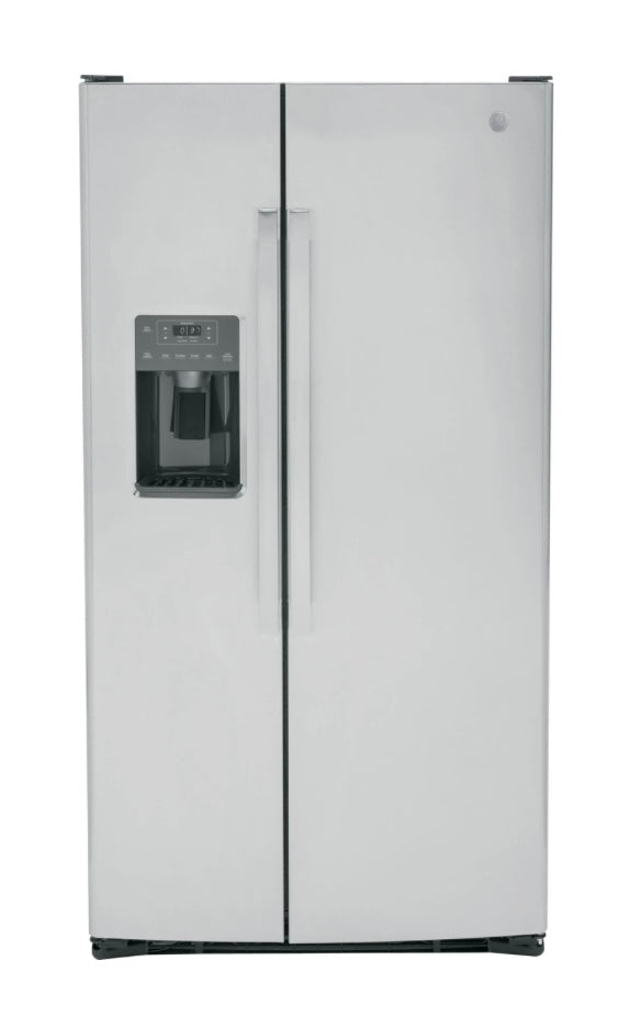 GE® 25.3 Cu. Ft. Side-by-Side Refrigerator with Ice & Water Dispenser GSE25GYPFS – Fingerprint Resistant Stainless Steel