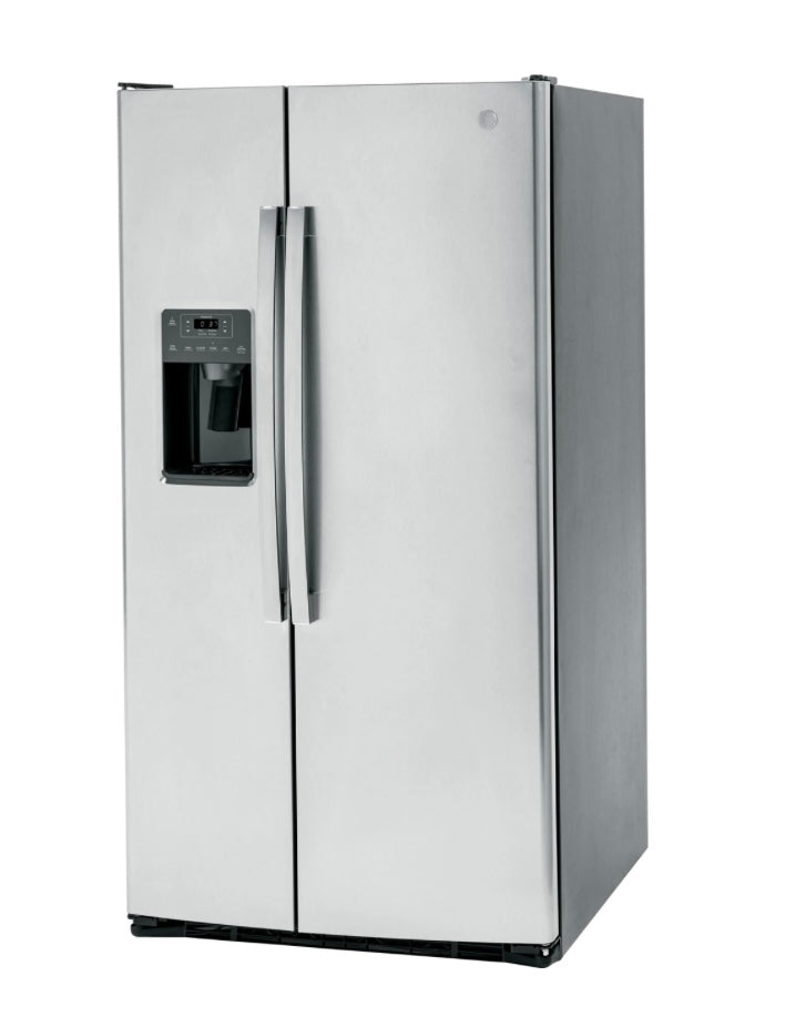 GE® 25.3 Cu. Ft. Side-by-Side Refrigerator with Ice & Water Dispenser GSE25GYPFS – Fingerprint Resistant Stainless Steel