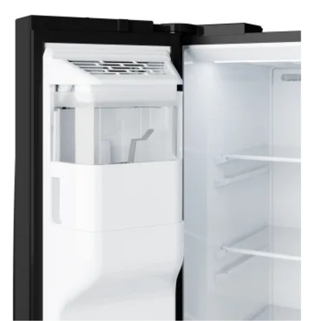 GE® 23.8 Cu. Ft. Counter-Depth Side-by-Side Refrigerator with Ice & Water Dispenser GZS24NGYBB – Black Finish