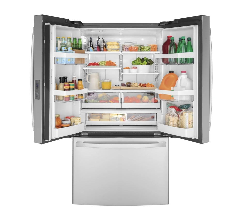 GE® 23.1 Cu. Ft. Counter-Depth French Door Refrigerator with Internal Water Dispenser GWE23GYNFS – Fingerprint Resistant Stainless Steel