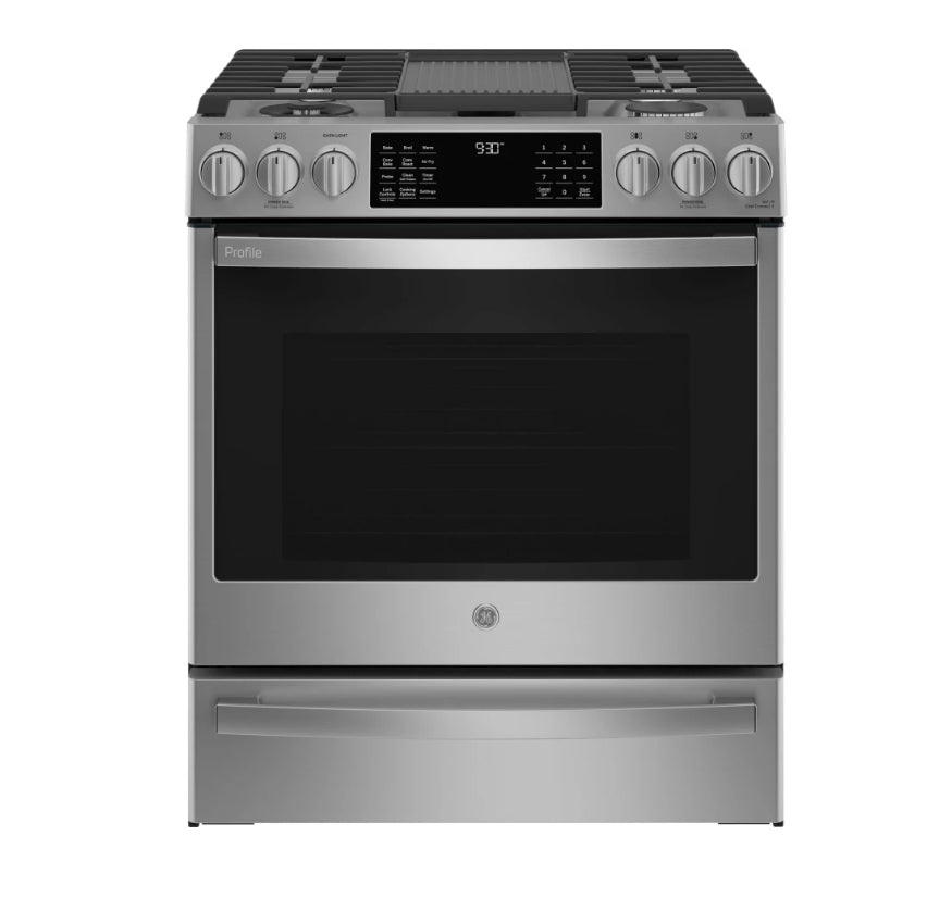 GE Profile™ 30" Smart Slide-In Gas Range with Convection Oven PGS930YPFS – Fingerprint Resistant Stainless Steel