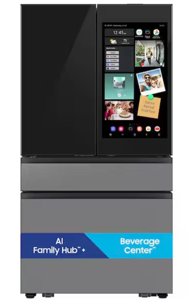 Samsung Bespoke 29 Cu. Ft. 4-Door French Door Refrigerator with AI HubFamily ™+ RF90F29AECRAA – Stainless Steel