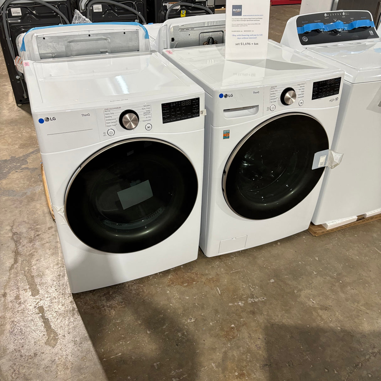LG Side-by-Side Front Load Washer and Electric Dryer Set in White