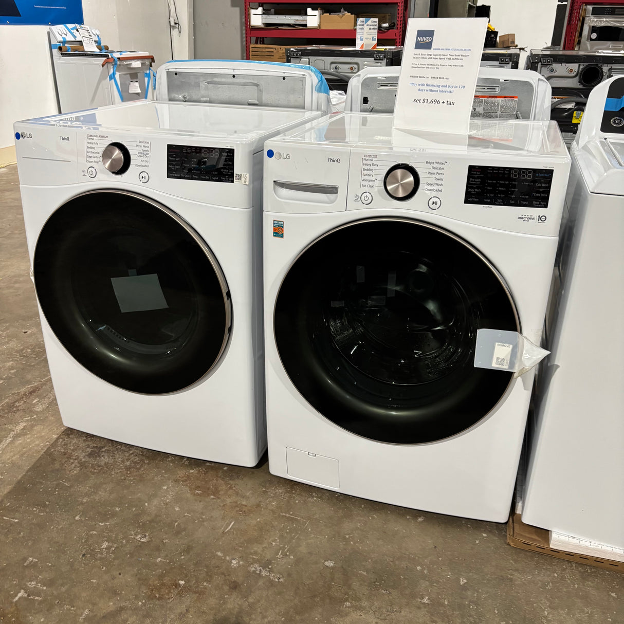 LG Side-by-Side Front Load Washer and Electric Dryer Set in White
