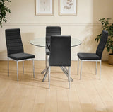 D106 - Black - Glass Table + 4 Chairs