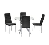 D106 - Black - Glass Table + 4 Chairs