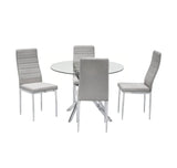 D107 - Gray - Glass Table + 4 Chairs