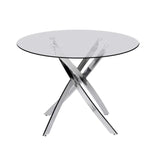 D107 - Gray - Glass Table + 4 Chairs