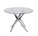 D108 - White - Glass Table + 4 Chairs