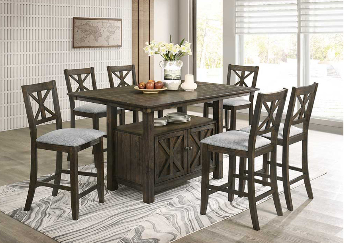 D380 - Counter Height Table & 6 Chairs Set