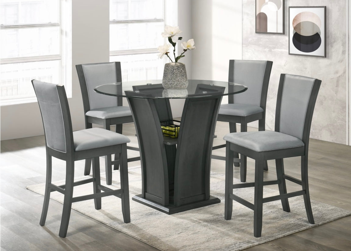Orlando - Grey Pub Table + 4 Chair Set