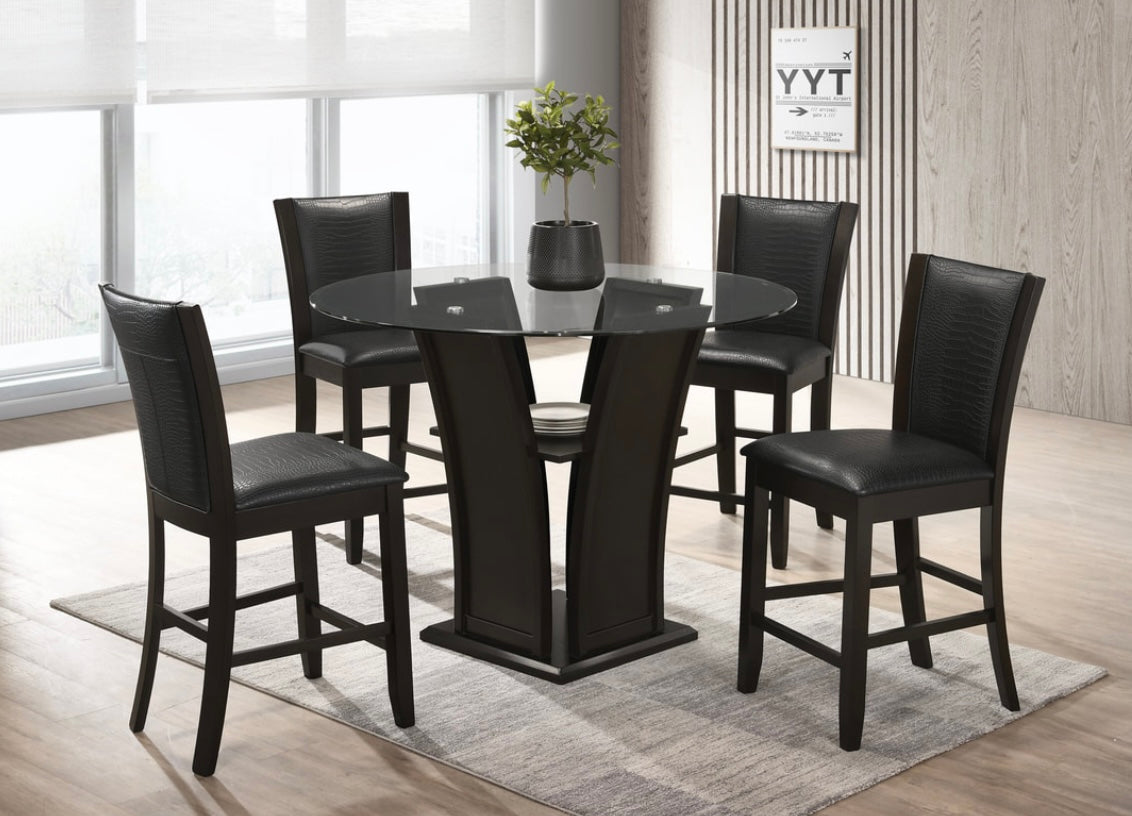 Orlando - Black Pub Table + 4 Chair Set