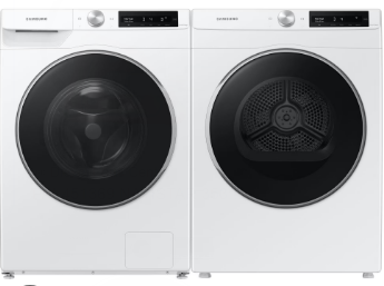 Samsung Front Load Washer & Electric Dryer Laundry Pair with Smart Features and Large Capacity WW25B6900AW / DV25B6900HW – White Laundry Set