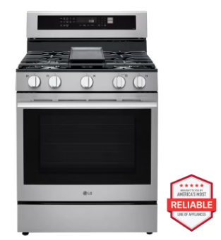 LG 6.3 Cu. Ft. Smart Wi-Fi Enabled ProBake Convection® Gas Range with Air Fry & EasyClean® LRGN6325X – Stainless Steel Smart Range