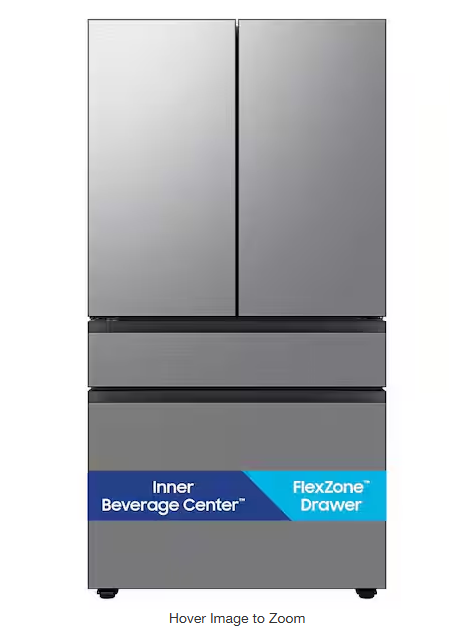 Bespoke 36 in. 29 cu. ft. Standard Depth 4-Door French Door Refrigerator in Stainless Steel with Beverage Center