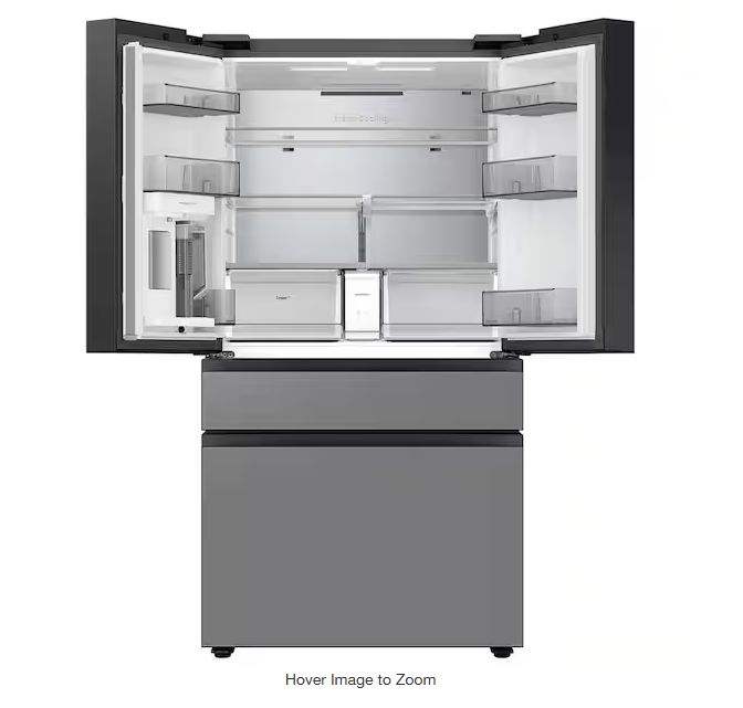 Bespoke 36 in. 29 cu. ft. Standard Depth 4-Door French Door Refrigerator in Stainless Steel with Beverage Center