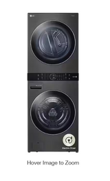 WashTower Stacked SMART Laundry Center 4.5 Cu.Ft. Front Load Washer & 7.4 Cu.Ft. Electric Dryer in Black Steel w/ Steam WKEX200HBA