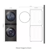 WashTower Stacked SMART Laundry Center 4.5 Cu.Ft. Front Load Washer & 7.4 Cu.Ft. Electric Dryer in Black Steel w/ Steam WKEX200HBA