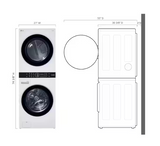 LG WashTower Stacked SMART Laundry Center 4.5 Cu.Ft. Front Load Washer & 7.4 Cu.Ft. Gas Dryer in White WKG101HWA