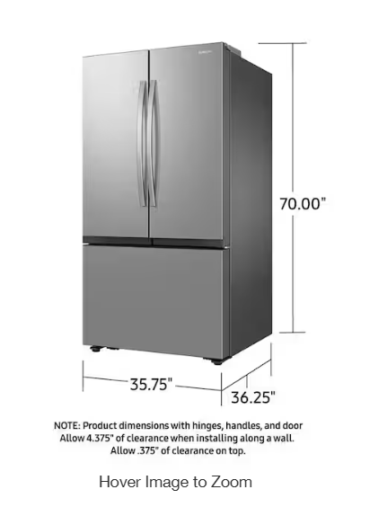 36 in. 32 cu ft Mega Capacity Standard Depth 3-Door French Door Refrigerator in Stainless Steel with Dual Auto Ice Maker RF32CG5100SR